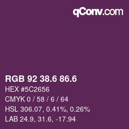 カラーコード: RGB 92 38.6 86.6 | qconv.com