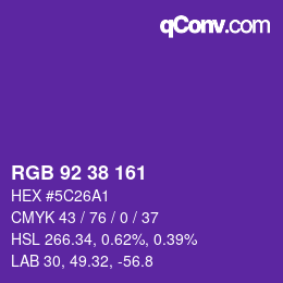 カラーコード: RGB 92 38 161 | qconv.com