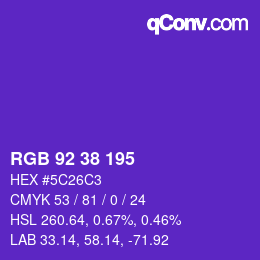 Color code: RGB 92 38 195 | qconv.com
