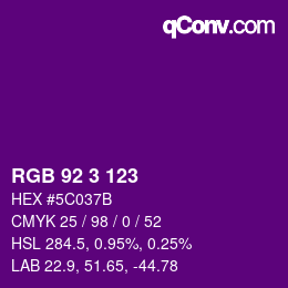 カラーコード: RGB 92 3 123 | qconv.com
