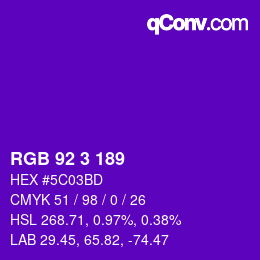 Color code: RGB 92 3 189 | qconv.com