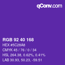 Color code: RGB 92 40 168 | qconv.com