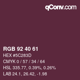 カラーコード: RGB 92 40 61 | qconv.com