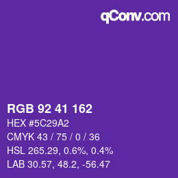 Color code: RGB 92 41 162 | qconv.com