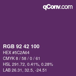 カラーコード: RGB 92 42 100 | qconv.com