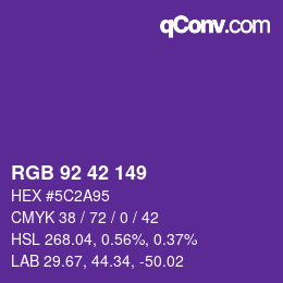 カラーコード: RGB 92 42 149 | qconv.com
