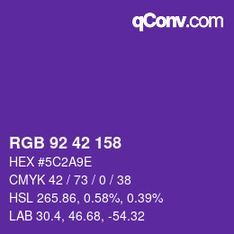 カラーコード: RGB 92 42 158 | qconv.com