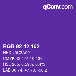 颜色代码: RGB 92 42 162 | qconv.com