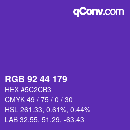 Color code: RGB 92 44 179 | qconv.com