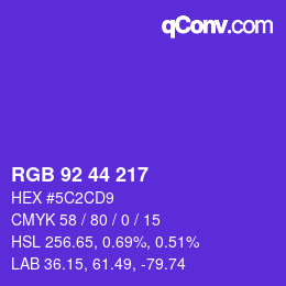 カラーコード: RGB 92 44 217 | qconv.com