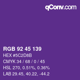 Color code: RGB 92 45 139 | qconv.com