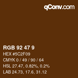 Color code: RGB 92 47 9 | qconv.com