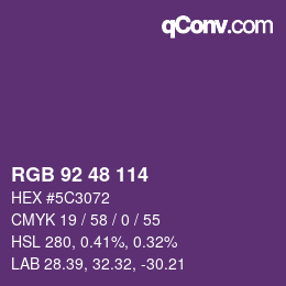 Color code: RGB 92 48 114 | qconv.com