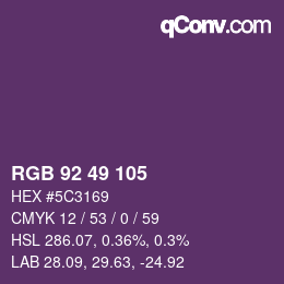 カラーコード: RGB 92 49 105 | qconv.com
