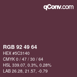 カラーコード: RGB 92 49 64 | qconv.com