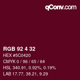 Color code: RGB 92 4 32 | qconv.com