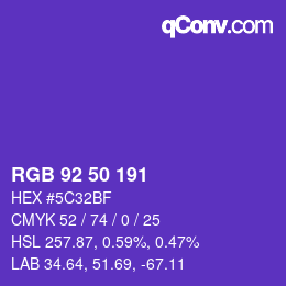Color code: RGB 92 50 191 | qconv.com