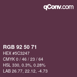 カラーコード: RGB 92 50 71 | qconv.com
