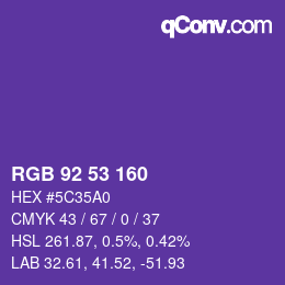 Color code: RGB 92 53 160 | qconv.com