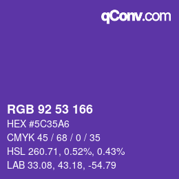 カラーコード: RGB 92 53 166 | qconv.com