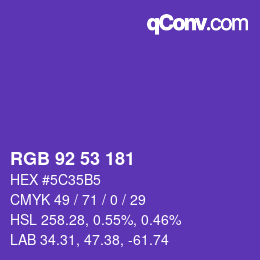 カラーコード: RGB 92 53 181 | qconv.com