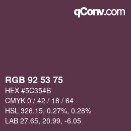 カラーコード: RGB 92 53 75 | qconv.com