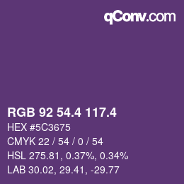 カラーコード: RGB 92 54.4 117.4 | qconv.com