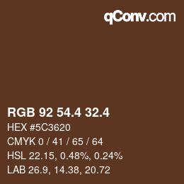 カラーコード: RGB 92 54.4 32.4 | qconv.com
