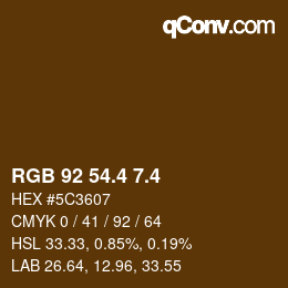 カラーコード: RGB 92 54.4 7.4 | qconv.com