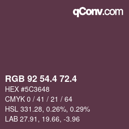 カラーコード: RGB 92 54.4 72.4 | qconv.com