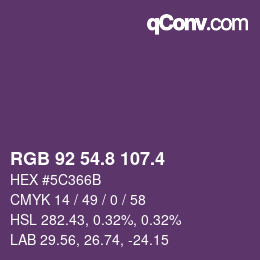 カラーコード: RGB 92 54.8 107.4 | qconv.com