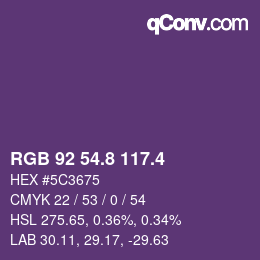 カラーコード: RGB 92 54.8 117.4 | qconv.com