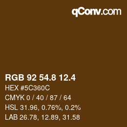 カラーコード: RGB 92 54.8 12.4 | qconv.com