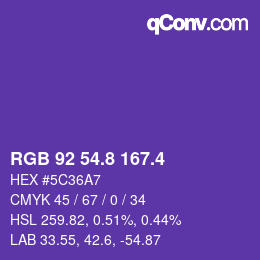 カラーコード: RGB 92 54.8 167.4 | qconv.com