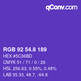 カラーコード: RGB 92 54.8 189 | qconv.com