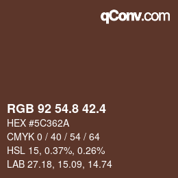 カラーコード: RGB 92 54.8 42.4 | qconv.com