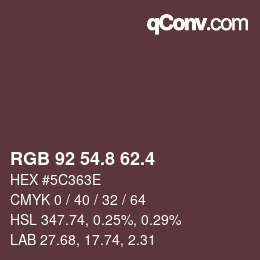 カラーコード: RGB 92 54.8 62.4 | qconv.com