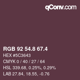 カラーコード: RGB 92 54.8 67.4 | qconv.com
