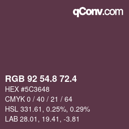 カラーコード: RGB 92 54.8 72.4 | qconv.com