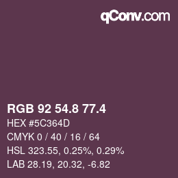 カラーコード: RGB 92 54.8 77.4 | qconv.com