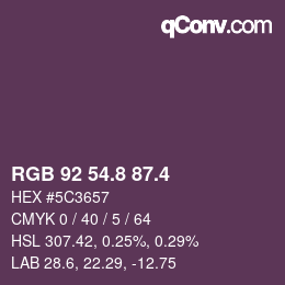 カラーコード: RGB 92 54.8 87.4 | qconv.com