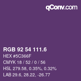 カラーコード: RGB 92 54 111.6 | qconv.com
