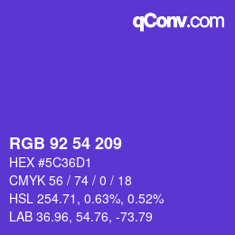 カラーコード: RGB 92 54 209 | qconv.com