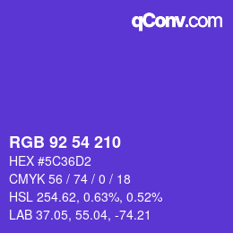 カラーコード: RGB 92 54 210 | qconv.com