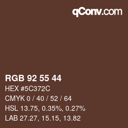 カラーコード: RGB 92 55 44 | qconv.com
