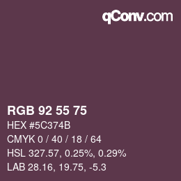 颜色代码: RGB 92 55 75 | qconv.com