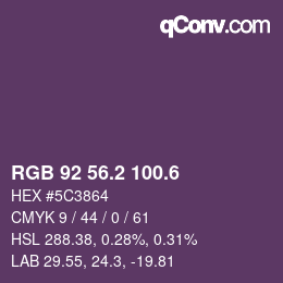 カラーコード: RGB 92 56.2 100.6 | qconv.com