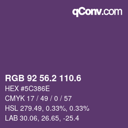 カラーコード: RGB 92 56.2 110.6 | qconv.com