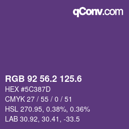 カラーコード: RGB 92 56.2 125.6 | qconv.com