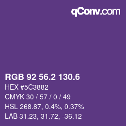 カラーコード: RGB 92 56.2 130.6 | qconv.com